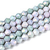 Anti-Tarnish Electroplate Bicone Glass Beads Strands EGLA-T021-4mm-16-07-1