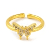 Butterfly Brass Micro Pave Cubic Zirconia Open Cuff Ring for Women RJEW-U003-28B-G-2