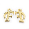 Golden Plated Alloy Letter Pendants X-PALLOY-P097-01-F-1