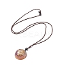 Natural Mixed Gemstone Half Round with Shell Pendant Necklace NJEW-C031-03B-2