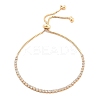 Brass Pave Clear Cubic Zirconia Flat Round Box Chain Slider Bracelets BJEW-B094-12A-G-1