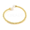 Rack Plating Brass Cuff Bangles with Plastic Pearl BJEW-L460-004-2