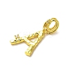 Rack Plating Brass Micro Pave Cubic Zirconia European Dangle Charms KK-L210-015G-A-2