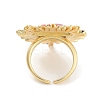 Heart Brass Enamel Open Cuff Ring for Women RJEW-C102-02G-3