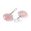 Natural Rose Quartz Flat Round Dangle Earrings EJEW-D188-03P-09-3