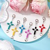 Cross Glass Seed Beads Pendant Decoration HJEW-MZ00111-2