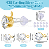 30Pcs Clear Cubic Zirconia Stud Earring Findings EJEW-BBC0002-09-2