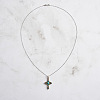Natural Turquoise & Cubic Zirconia Cross Pendant Necklaces NJEW-L125-001ASP-2