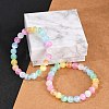 Dyed Natural Selenite Round Beaded Stretch Bracelets for Women G-U005-02M-2