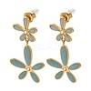 304 Stainless Steel Enamel Flower Dangle Stud Earrings EJEW-G451-02G-2