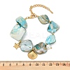 Shell Shape & Starfish 304 Stainless Steel Charm Bracelets for Women BJEW-Z105-02G-3