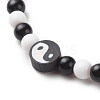 Polymer Clay Yin Yang & Acrylic Round Beaded Stretch Bracelet for Women BJEW-JB08529-4