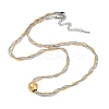 Two Tone 304 Stainless Steel Round Ball Pendant 3 Layer Necklaces NJEW-Z075-01GP-2
