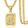 Rectangle with Letter Pattern 304 Stainless Steel Pendant Necklaces FS-WGFC766-51-1