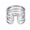 304 Stainless Steel Multi-string Open Cuff Ring RJEW-T023-30P-2