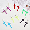 6 Pairs 6 Colors Acrylic Cross Dangle Earrings with Platinum Iron Pins for Woman EJEW-FI0003-25-5