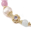 Round Dyed Natural Gemstone & Natural Pearl Beaded Bracelets BJEW-C068-02G-3