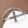 Stainless Steel Cuban Link Chain Bracelets BJEW-D379-05ASP-1