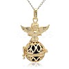 Golden Tone Brass Hollow Round Cage Pendants KK-J238-06G-3