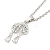 Brass Micro Pave Clear Cubic Zirconia Pendant Necklace LS-NJEW-B100-04P-2