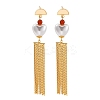 Brass Heart Dangle Stud Earrings EJEW-R014-07G-4