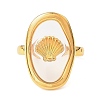 Oval with Shell Shape Resin Finger Rings STAS-Z101-07G-01-2