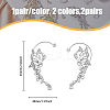 4Pcs 4 Style Crystal Rhinestone Butterfly Climber Wrap Around Earrings EJEW-HY0001-05-2