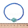 8Pcs Glass Seed Beaded & Synthetic Turquoise Turtle Beaded Stretch Bracelets Set for Women BJEW-MZ00319-5