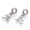 Platinum Rack Plating Alloy Rhinestone European Dangle Charms PALLOY-T048-36P-A-2