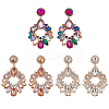 3 Pairs 3 Colors Rhinestone Twist Oval Dangle Stud Earrings EJEW-AN0001-04-1