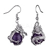 Natural Amethyst Dragon Dangle Earrings EJEW-A092-06P-01-2