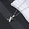 201 Stainless Steel Crystal Rhinestone Initial Pendant Necklaces FS-WG28760-26-1