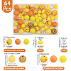 64Pcs Round & Rondelle Food Grade Eco-Friendly Silicone Beads SIL-SP0001-19F-2