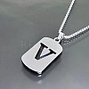 Rectangle with Laser Cut Letter 201 Stainless Steel Initial Pendant Necklaces WGA5E8C-22-1