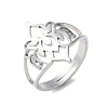 Non-Tarnish 304 Stainless Steel Hollow Out Flower Adjustable Ring LS-RJEW-T027-03P-5