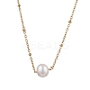 Round Natural Cultured Freshwater Pearl Pendant Necklaces NJEW-JN04966-1