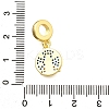 Brass Micro Pave Clear & Blue Cubic Zirconia Flat Round with Rocket European Dangle Charms KK-C087-17G-3