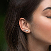 Sterling Silver Micro Pave Clear Cubic Zirconia Leaf Clip-on Earrings OV8225-1-4