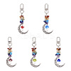 5Pcs 5 Colors Hollow Moon Alloy Pendant Decoraiton HJEW-TA0001-26-1