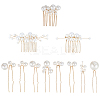 Copper Wire and ABS Imitation Pearl Hair Combs Sets for Women Girls OHAR-CY0001-20-1