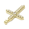 Rack Plating Brass Micro Pave Cubic Zirconia & Imitation Pearl Pendants KK-R163-02G-01-2