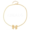 304 Stainless Steel Shell Pearl Flat Snake Chain Bowknot Pendant Necklaces NJEW-Z046-04G-2