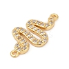 Brass Micro Pave Clear Cubic Zirconia Connector Charms KK-G526-02G-2