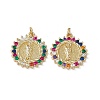Brass Colorful Cubic Zirconia Pendants KK-E068-VA035-2-3