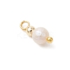Natural Freshwater Pearl Potato with Brass Beaded Charms PALLOY-JF04946-01-4