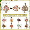 32Pcs 8 Styles Natural & Synthetic Mixed Gemstone Chip Pendants PALLOY-AB00252-2
