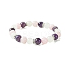 8.5mm Natural Rose Quartz & Quartz Crystal & Amethyst Round Beaded Stretch Bracelets for Women BJEW-JB10737-1
