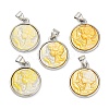 Natural Yellow Shell Carved Cameo Lady Pendants KK-D537-01P-01-1