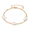 304 Stainless Steel with Acrylic Flower Charm Anklets LS-AJEW-Z044-01G-3