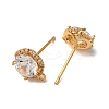 Brass Pave Clear Cubic Zirconia Stud Earring Findings KK-Z121-14G-2